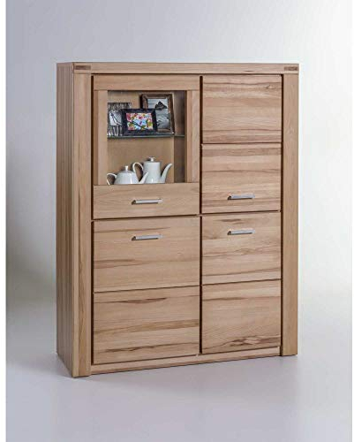 Elfo Vitrine Highboard Lea 4 Türen Kernbuche geölt Teilmassiv NEU/OVP