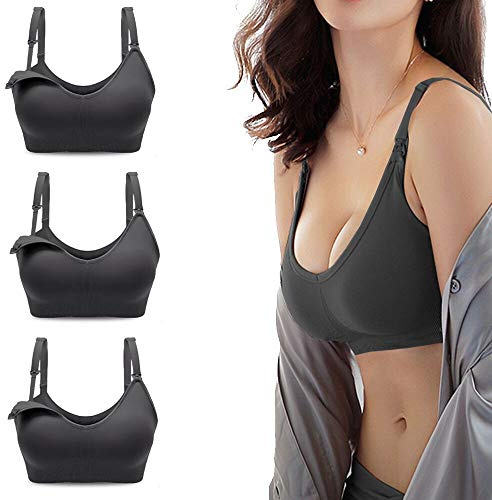 Bllatta Reggiseni Premaman e da Allattamento (3pezzi) (Black+Black+Black, M/L(=L))