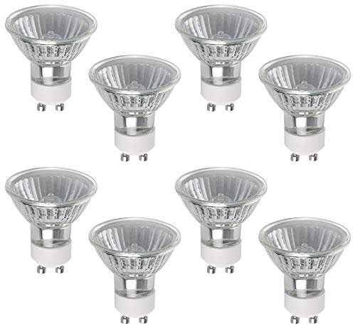 GU10 50W Halogen Bulbs, Pack of 8 Spotlights, 220-240V, 2800K Warm White, 700 Lumens, 40° Beam Angle, Dimmable Halogen Lights