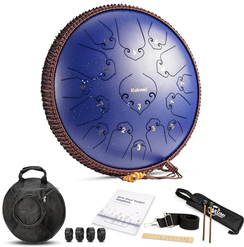 14 Zoll 15 Töne Stahl Tongue Drum Percussion Instrument Lotus Hand Pan Drum mit Ultra Wide Range und Drum Mallets Carry Ba