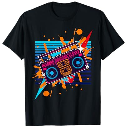 Boombox Radio Old School Hip Hop, Rap Cassette Maglietta