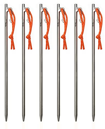 TiTo Titanium Tent Pegs Lightweight Snowfield Grassland Heavy Duty Tent Nails for Outdoor Camping Hiking and Plant Support Garden Stakes 4pcs/6pcs