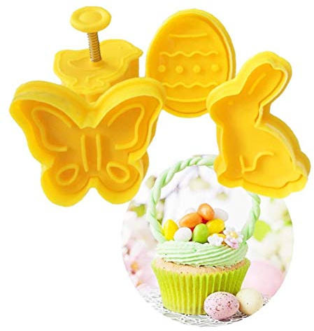 TOSSPER 4pcs Easter Biscuit Cutters, Fondant Biscuits Baking Cookies Cutters Stamps for Christmas Easter Thanksgiving