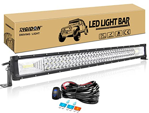 RIGIDON led lichtleiste kfz mit 12v kabelbaum kit, 32 zoll 80cm 405W | 6000K weiß, wasserdichte, offroad beleuchtung, light bar, nebelscheinwerfer, für LKW SUV 4x4 auto Pickup fahrzeuge wohnwagen