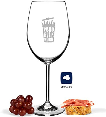 JUNIWORDS Weinglas mit Gravur, Paar Bier Korb, Rotweinglas