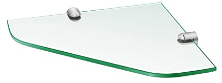 S'AFIELINA Étagères Salle de Bain en Verre trempé 6 mm,Étagère d'angle pour Salle de Bain,23 x 23 cm,Capacité de Poids 10kg (1 pièce)