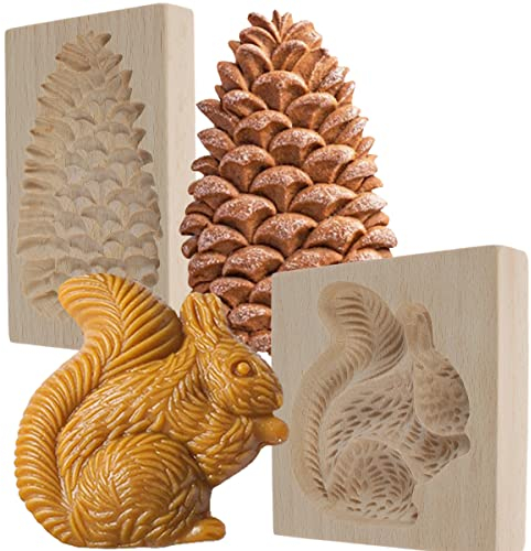 2 moldes para galletas de madera, cortadores de galletas para niños, cortador de galletas de madera, cortador de galletas para hornear, tallado en 3D, sello de galletas de jengibre, sello para