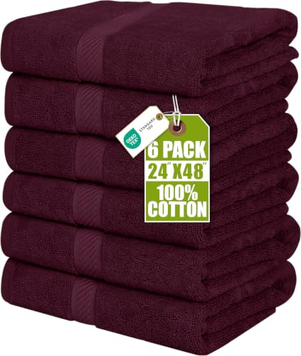 Utopia Towels UT0573 Badetuch-Set, 100% ringgesponnene Baumwolle, mittelleicht und sehr saugfähig, schnell trocknend, Premium-Handtücher für Hotel, Spa und Badezimmer, Burgunderrot, 6-teilig