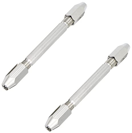2 Stück Doppelend-Stiftschraubstock, DIY-Handbohrer, manuelle Handbohrer, zum Bohren von Holz, Linden, Samen, Knochen, Horn, Bernstein, Olivstein, Walnussholz
