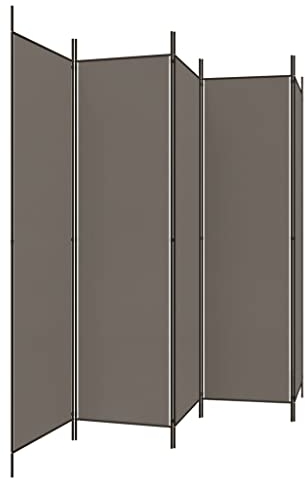 vidaXL 5-Panel Room Divider Anthracite 250x200 cm Fabric Panel Screen Paravent