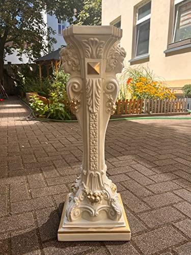 Cinar Columna de estilo meandro, mesa auxiliar de mármol, columna decorativa de 80 cm, griego, antiguo, retro, rococó, columna barroca, pedestal, pintado a mano
