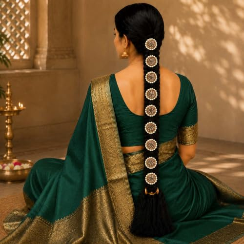 THANU'S CRAFT Pula Poola Jada Billalu hår choti ornament Bharatanatyam Kuchipudi klassiska danssmycken för kvinnor