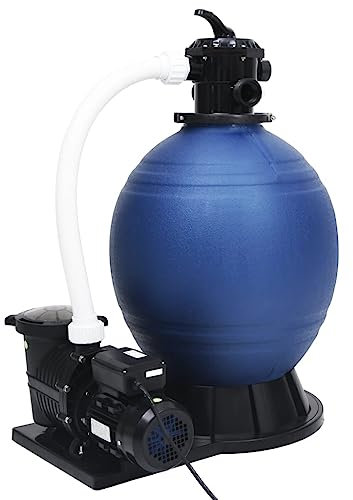 SKM Filtre à Sable avec vanne 7 Voies et Pompe 1000 W Bleu et Noir, Weight:31.43 kg,313991