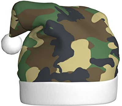 Jmorco Grüne Militär-Camouflage-bedruckte Weihnachtsmütze für Erwachsene, Unisex, Weihnachtsmannmütze, Weihnachtsmütze für Weihnachten, Neujahr, festliche Feiertagsparty