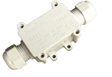 1 Stück IP68 Wasserdichte Abzweigdose, 2 Wege Elektrischer Außenverteilerdose, Drahtbereich 4–9 mm und 9–15 mm (Weiß)