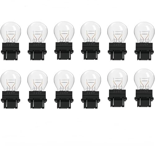 Kadiby 12 Pack 3157 Bulb 4157 Bulbs, T25 P27/7W 3057 3157LL 4057 3047 Brake/Tail/Turn Signal Auto Light Bulbs fit for Jeep Grand Cherokee,Ford F-Series, Ram Pickup,Corolla,Silverado