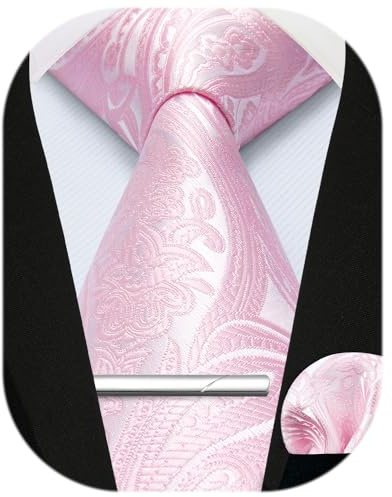 Enlision Herren Krawatten und Einstecktuch krawattenklammer Set Paisley Karierte Krawatte Taschentuch Krawattennadel Für Männer Business Hochzeit Tie Sets