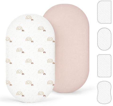 lulumoon Spannbettlaken Kinderwagen 40x90 Musselin: 100% Baumwolle | Bettlaken beistellbett weich und atmungsaktiv - Matratzenbezug mit Gummizug rutschfest - Geeignet für Babybetten Stubenwagen