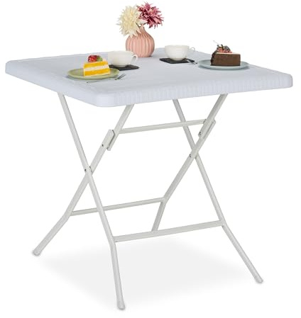 Relaxdays Gartentisch Holz-Optik, quadratisch, HBT: 74x78x78 cm, weiß | Balkontisch