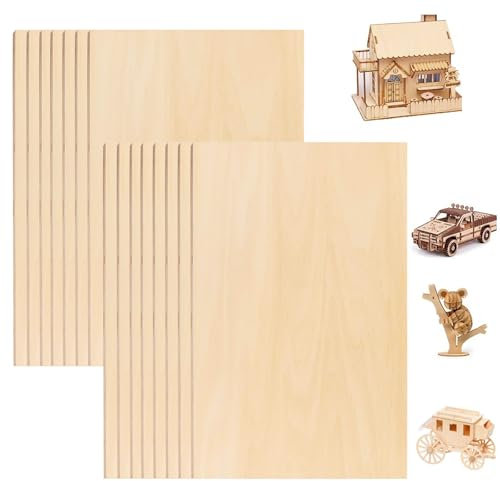 Aweisile Fogli di Legno di Balsa 15 Pezzi - Pannelli in Compensato per Fai Da Te, Fatto a Mano, Pirografia - 200 x 100 x 2mm