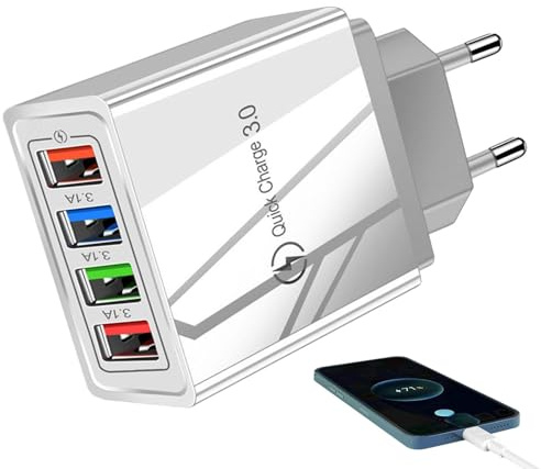 Tête de chargement, chargeur de téléphone portable,Tête de chargement murale 4 fois plus rapide | Adaptateur USB à chargement ultra rapide, chargez quatre appareils à la fois pour smartphones et table
