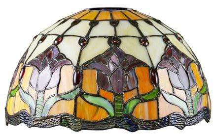 BOTOWI Tulipe Tiffany Abat-Jour Remplacement, 12X7 Pouces vitrail Abat-Jour, Seulement 1-5/8 Pouces Ajustement Ouverture pour lampadaire arqué Torchière Lampe Suspendue plafonnier,Orange