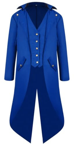 Halloween Herren Smoking Einfarbig Jacke Mittelalter Frack Mantel Uniform Smoking Atmungsaktiver Frack Jacke Hof Stickerei Mantel Unterteile Uniform Oberteile Schmale Passform Oberteile（C#Blue，M）
