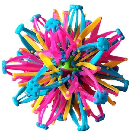 TQEBWUS 28.45 cm Erweiterbares Ball Spielzeug Mit Licht - Expandable Hand Fangen Atmen Blume Sensorik Hoberman Sphere Spielzeug in Blauer Farbe