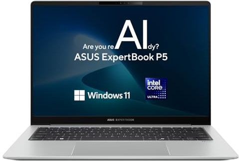 ASUS ExpertBook P5 AI Laptop I 14 WQXGA Touch Display | Intel® Core™ Ultra 7 258V I 32GB RAM I 1TB SSD I Intel® Arc™ 140V I Windows 11 Pro I QWERTZ Tastiera I Misty Grey