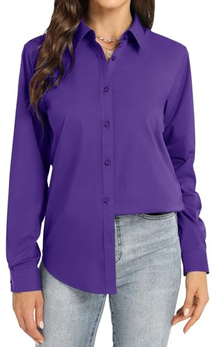 J.VER Women's Blouses & Shirts Long Sleeve Casual Smart Plain Ladies Blouse