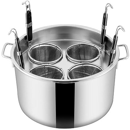 Cuoci Pasta Commerciale Cuocipasto in acciaio inox, set per cuocere la pasta, pentola per pasta multifunzionale con cestello scolapasta, design a 3/4/5 fori per cucinare pasta, tagliatelle,