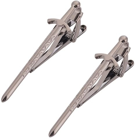 WEBEEDY 2 Stück Schwarzes Schwert Krawattenklammer für Männer,6.2x2.3cm Neuheit Krawattenklammern, Halskrawattenklammer Krawattenstange Krawattenzubehör für Hemd Anzug,Hochzeit Bräutigam,Arbeit