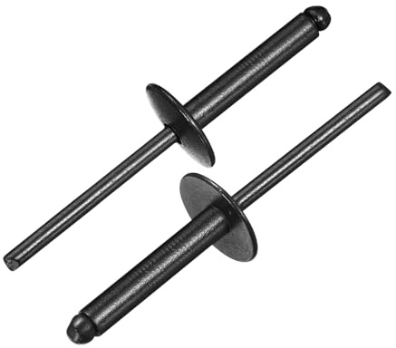 sourcing map Aluminium-Blindnieten, Aluminiumgriff und Stahldorn mit großem Flansch, Befestigungsnieten für Metall, Möbel, Auto, Schwarz, 50 Stück