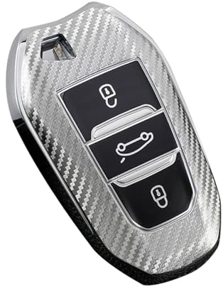 ontto Autoschlüssel Hülle Passt für Opel Grandland X Crossland X Corsa F Zafira Combo Astra Mokka-e Insignia für Jeep Avenger Benzina 2023 2024 3 Tasten TPU Schlüsselhülle Schlüsselgehäuse-B Silber