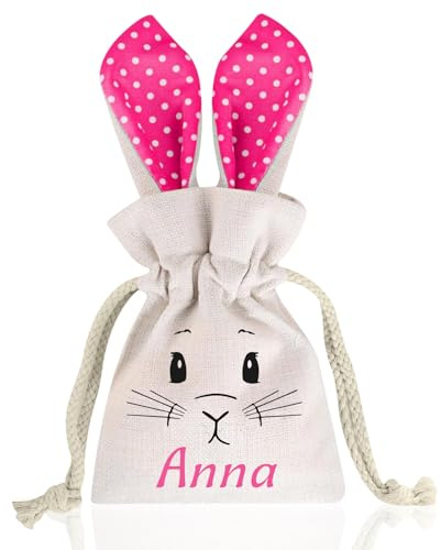 YOYOHAHAHA Personalisierter Osterbeutel mit Hasendesign,Easter Bag Personalised with Name,Geschenk Ostern Kinder,Ostergeschenke Kinder The Easter Basket Bags of Children for Filling