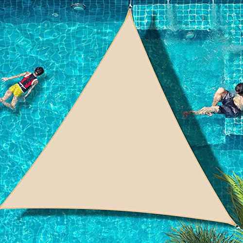 LUYAYW Voile D'ombrage Triangulaire, Voile D'Ombrage Imperméable, Filet Dombrage Triangle 95% Protection Rayons UV pour Patio Jardin Terrasse Extérieur(Beige,6x6x6 Triangle)