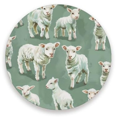 Sottobicchieri rotondi in ceramica a forma di capra bianca per portabicchieri, decorazione decorativa assorbente per tavolo con retro in sughero