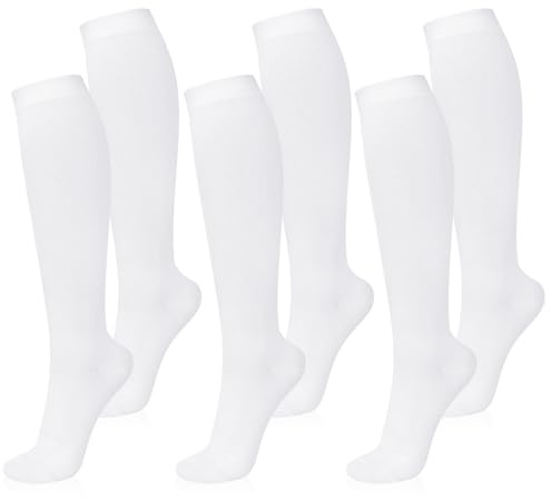 Amzpas 3 Paar für Kompressionsstrümpfe Damen und Herren,Stützstrümpfe Kompressionssocken mit 15-25Mmhg für Flug Sport Reisen Laufen Radsport Running
