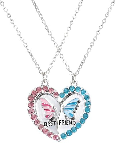 CJAPGJW 50 cm Länge BFF Ketten für 2, Freundschaftskette für 2 Mädchen, Freundschaftsketten für beste Freunde, Blaue und pinke Ketten