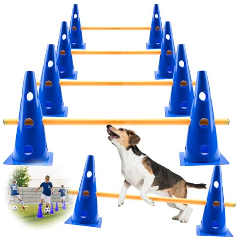 Zazafolora Agility Kit de barrière d'agilité pour Chien - pour Petit Chien - Cavaletti - Obstacles pour Chevaux - Parcours canin - Cavaletti réglables - Hauteur : 32 cm - 8 Barres de 80 cm de Long