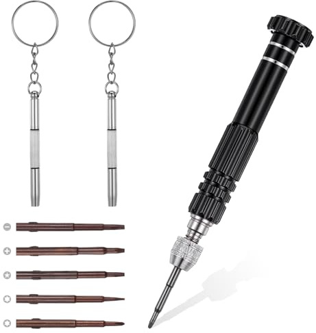 Eyeglass Watch Repair Kit, 5-in-1 Multifunctional Small Screwdriver (T5 Torx, T6 Torx, star 0.8, +1.5, -2.0) and 3-in-1 Mini Screwdriver for Eyeglass, Sunglasses, Cellphone, Electronics, Laptop, Watch