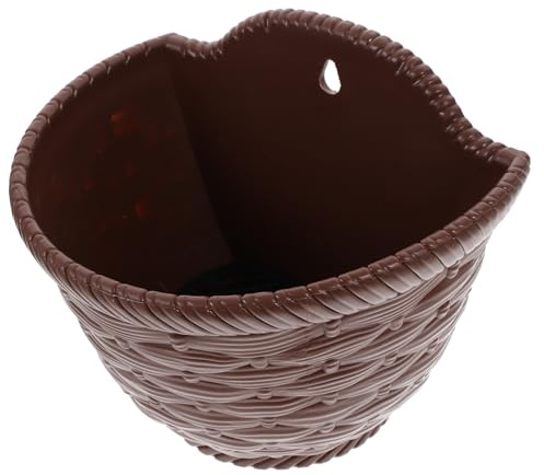 ROMISBABA Wandpflanzgefäß Hängeblumentopf Balkonpflanzgefäß Geflochtener Korb Klein Kaffee Wanddeko Zimmerpflanzkorb Robust Langlebig für Garten Balkon Wohnzimmer