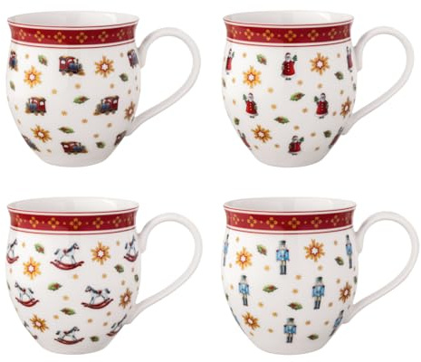 Villeroy & Boch - Toy's Delight set de Tazas Aniversario 4 Piezas colorido, juego de tazas para 4 personas, decoración de Navidad, Vajilla navideña, porcelana premium
