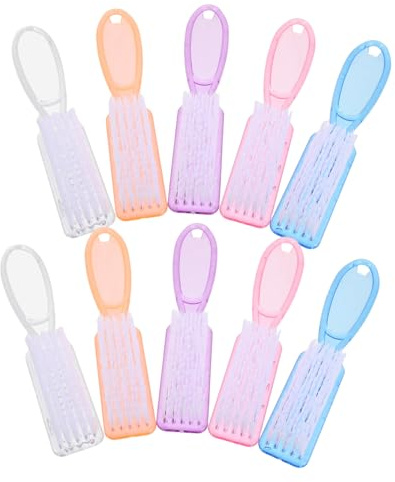 FRCOLOR 10pezzi Spazzole per Unghie da Spazzole per Pulizia delle Unghie in Plastica Strumenti di Pulizia per Mani e Piedi per Manicure Domestica e Professionale