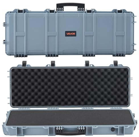 VEVOR Custodia Rigida per Fucile Dimensioni Esterni 1380x385x165 mm, Custodia per Fucile Lungo con Manico, Scatola per Armi Pistole IP67 Impermeabile Antipolvere per Trasporto, Colore Grigio