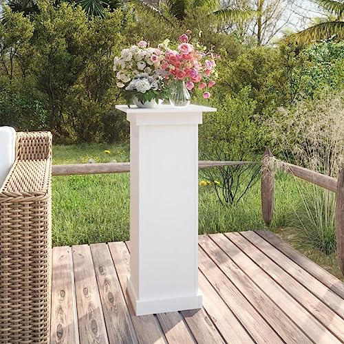 HaoChrymec Portafiori in Legno Massello di Pino, Design Elegante, Portavasi da Balcone, Supporto per Piante, per Interni ed Esterni, Colore Bianco, Dimensioni 40x40x90 cm