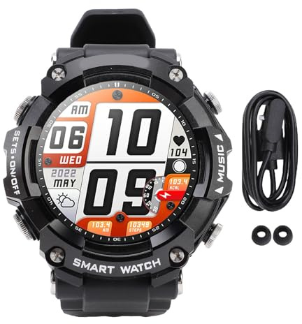 POENVFPO Montre Intelligente avec écouteurs, Montre Intelligente 2 en 1 avec écouteurs Stéréo sans Fil, Moniteur d'activité NFC avec écran de 1,52 Pouces (Black)