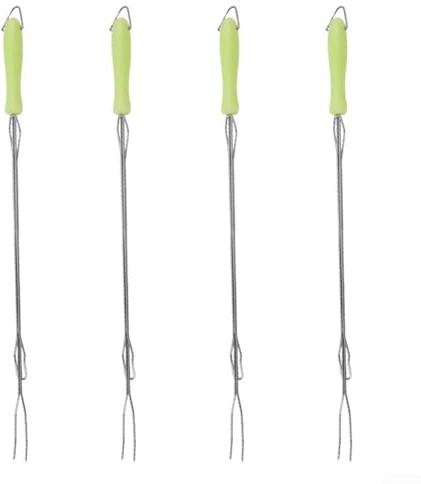 Lot de 4 fourchettes télescopiques en acier inoxydable pour barbecue - Pour feu de camp, brochettes, barbecue en plein air, camping et barbecue de jardin (C)