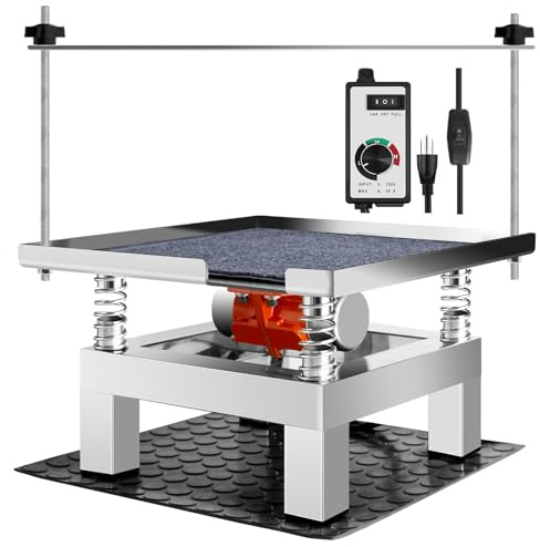 Concrete Vibration Table 13.78 * 13.78in With Cloth Mat,For Molds Lab Stainless Steel Concrete Vibrating Tool,Governor Adjustment