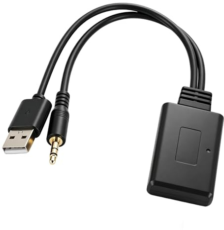 Bluetooth 5.0 AUX-adapter för bil, trådlös mottagare och ljudsändare 3,5 mm med USB plug and play-port för fordon med AUX-uttag, hörlurar, högtalare, hemmabio, stereo, PC, TV – stabil överföring